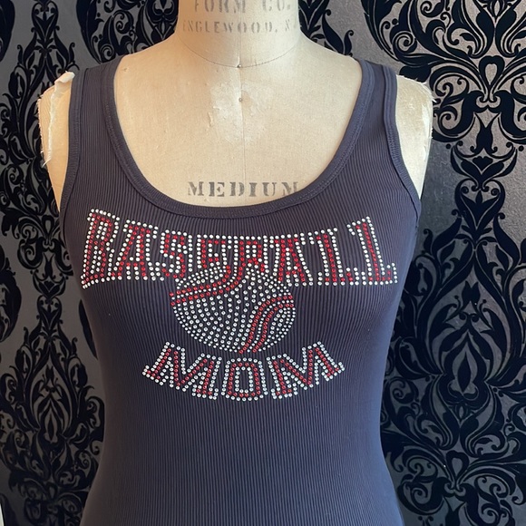 Baseball mom bling ribbed tank top L read slight defect. - Picture 6 of 12
